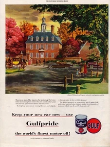 1949 Gulf Oil Corp Historic Williamsburg Saturday Evening Post Vintage Print Ad - Bild 1 von 2