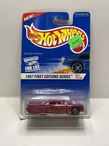 Hot Wheels '59 CHEVY IMPALA, 1997 FIRST EDITIONS, Pink w/Gold Rims - Picture 1 of 7