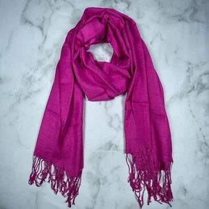 Hellrosa weicher Seidengefühl Quaste Schal Tuch - Bild 1 von 4