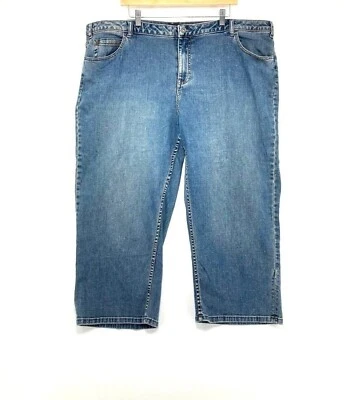 Jeans rectos delanteros planos de 5 bolsillos de mezclilla azul Lane Bryant para mujer talla grande 24 Foto 1 de 4