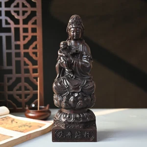 Adornos de talla de madera Chenxiang diosa de la misericordia artesanías hogar Buda - Imagen 1 de 4