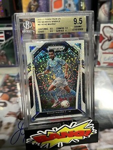 2020-21 Panini Prizm EPL Riyad Mahrez White Sparkle Manchester United BGS 9.5
