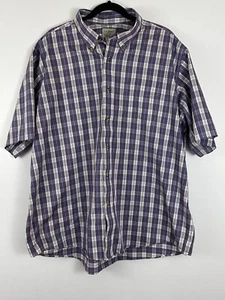LL Bean Hombre XXL Reg Púrpura a Cuadros Mangas Cortas con Botones - Imagen 1 de 3