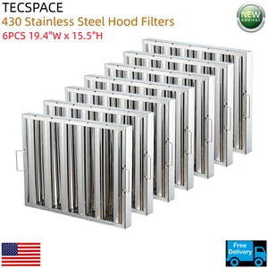 Ginkman Commercial 6PCS 19.4"W x 15.5"H Stainless Steel Hood Filters for Kitchen - Picture 1 of 9