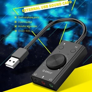 3.5mm External Audio Adapter Stereo USB Sound Card For Headset Mic Laptop PC PS4 - Photo 1/12