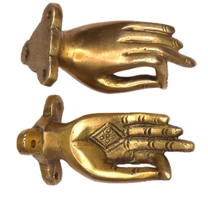 Hand Shape Antique Style Brass Cabinet Drawer Wardrobe Door Pull Handle Knobs - Picture 1 of 11