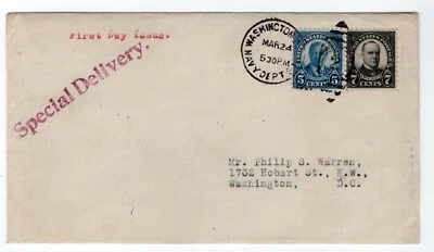 #637 Roosevelt, #639 McKinley First Day Combo Navy Dept. Station Gorham 1927 DC - Image 1 of 2