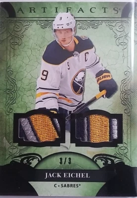 2020-21 UD Artifacts Material Black Parallel #138 Buffalo Sabres Jack Eichel 3/3 - Image 1 of 2