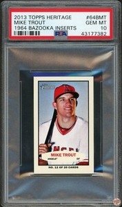 2013 TOPPS HERITAGE 1964 BAZOOKA INSERTS MIKE TROUT #64BMT PSA 10 POP 7 (382)
