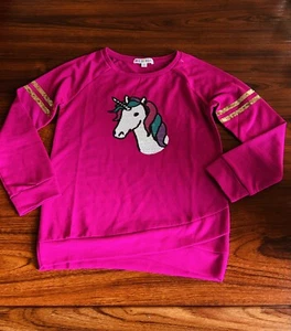 Girls Pink Polyester blend Sequins Full Sleeve T-Shirt Size 6 - Unicorn - Picture 1 of 9