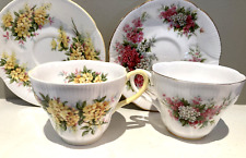 Two Royal Albert Bone China Teacups & Saucers, Blossom Time series "Hawthorn"