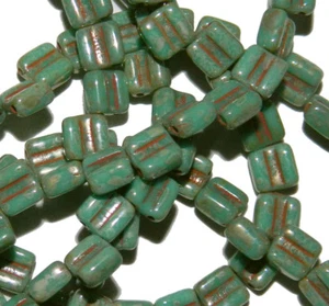 Groovy 6mm Czchmate Glass Czech Two Hole Black 30 Beads - Picture 1 of 29
