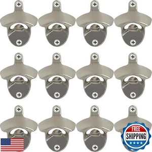 HAIICEN 12 Packungen Edelstahl Wandhalterung Bier Flaschenöffner Großpackung, gebürstetes Silber - Bild 1 von 5