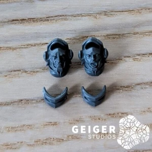 Warhammer 40k Adeptus Arbites Bits | Exaction Squad | Helmet Visor Up Set 2pc - Picture 1 of 1