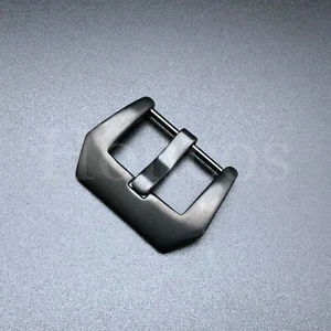 24MM Black Brushed Pre V Screw In Buckle fits for Panerai Leather Rubber Strap - Picture 1 of 3