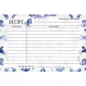LANG "PATINA VIE" RECIPE CARDS #36 Lined Double Sided Blue White 4" X 6" NIP - Picture 1 of 1