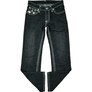 TRUE RELIGION W32 L34 Jeans Hose d. blau Damen Straight Leg Cargo dicke Naht 42 - Picture 1 of 5