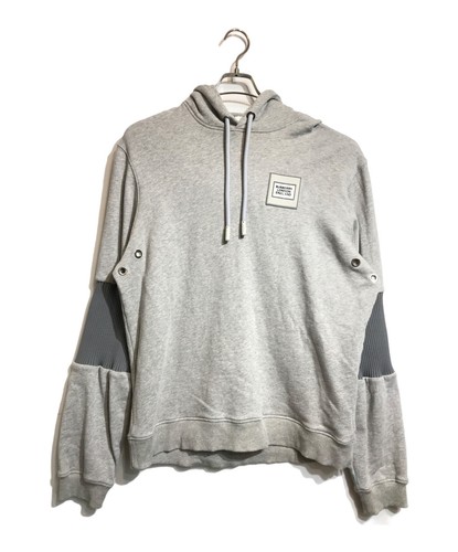 Felpa con cappuccio BURBERRY Melange manica a pannelli in cotone grigio taglia:L