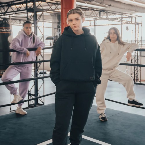 OFF WHITE RIVAL Boxing Felpa con cappuccio da donna oversize in pile pesante