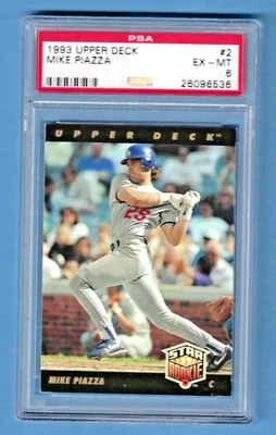 1993 Upper Deck Mike Piazza Dodgers #2 Rookie PSA 6 #26096536 HOF 2016 - Image 1 of 2