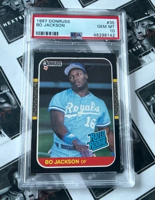 1987 Donruss Bo Jackson PSA 10 Rated Rookie Baseball Card #35 Royals Gem Mint RC Foto 1 de 3