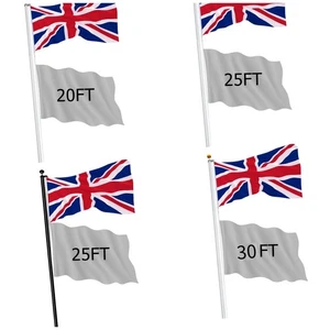 Aluminum Flagpole Floor Mounted Mount Telescopic Flag Pole W/Top Ball & Base Kit - Picture 1 of 45