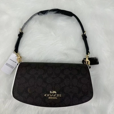 Coach Andrea Shoulder Bag In Signature Canvas CV973 Gold/Walnut/Black NWT - Image 1 of 4