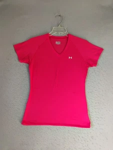 Top donna Under Armour rosso medio Heat Gear Tech manica corta sciolto scollo a V - Foto 1 di 11