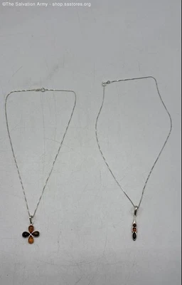 (2) Collares colgantes de ámbar báltico de plata de ley 925 marcados - 7,9 g Foto 1 de 4