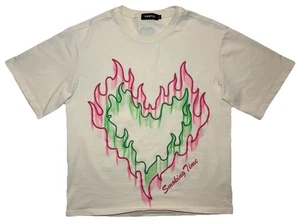 Camicia VAMTAC Cuore Fiamma Ricamata Tempo di Fumo Oversize Relaxed Fit Uomo S  - Foto 1 di 10
