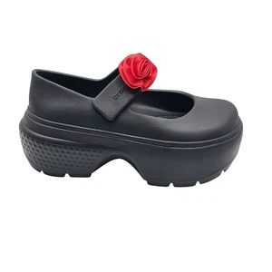 Crocs Stomp Rosette Mary Jane Platform Clogs Shoes Black Women's Size M5/W7 - Picture 1 of 9