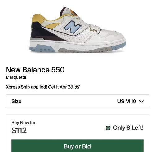 Taglia 10 Marquette New Balance 550