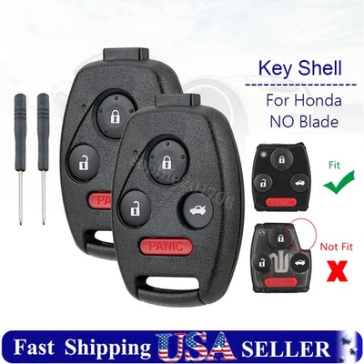 2 For 2009-2015 Honda Pilot 2006-2013 Civic EX Remote Key Fob Shell Case 4Button - Image 1 of 4