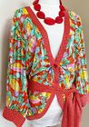 Kanga By Dale Tryon London Vintage Tie Semi Sheer Button Blouse Tie Belt Size M