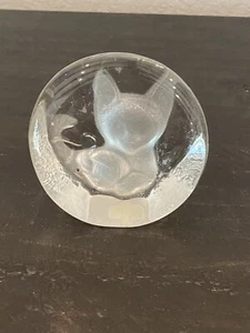 Zojecar 24% Lead Crystal Cat Paper Weight Made In Yugoslavia. 3.5” - Picture 1 of 4