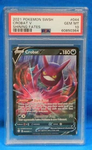 2021 POKEMON SWSH # 044 CROBAT V - FOIL PSA 10 GEM MT # 60850364 SHINING FATES - Picture 1 of 2