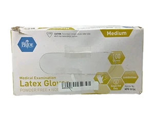 MedPride Medical Latex Examination Gloves - Medium, 100-Count - Powder Free - Picture 1 of 8