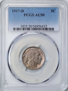1917-D 5C Buffalo Nickel AU50 PCGS 56956435 - Picture 1 of 2
