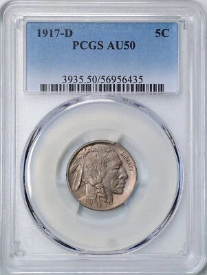 1917-D 5C Buffalo Nickel AU50 PCGS 56956435 - Image 1 of 2
