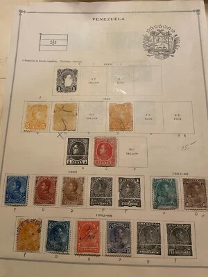 35 Early Venezuela stamps on 5 album pages - estate lot - Image 1 of 4