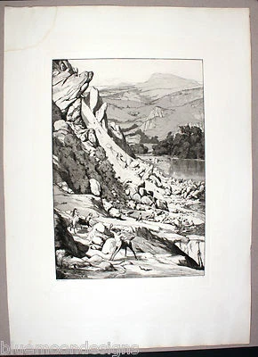 MAX KLINGER 1881 " Bergsturz " Original Radierung Intermezzi Opus IV Centauren - Bild 1 von 4