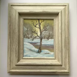 Nicely Framed VTG '81 Oil on Canvas Winter Landscape Painting Beverly Kingsolver - Picture 1 of 10