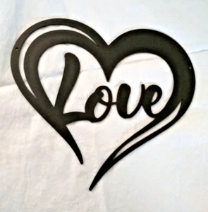LOVE Metal Sign Wall-Hanging Textured Black Home Decor Valentines Christmas Gift - Picture 1 of 4