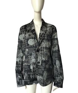VERSACE Jeans Italy Grey Floral Two Buttons Lightweight Blazer Jacket Size 46 IT