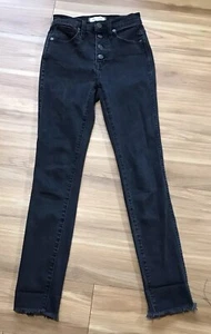 Jeans Madewell Talla 23 Ajustados Negros Botón Mosca Tiro Alto Zorro Gráfico Bolsillo - Imagen 1 de 16