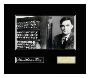 AM Turing Autograph Page Cut is Museum Framed Ready to Display - Picture 1 of 3