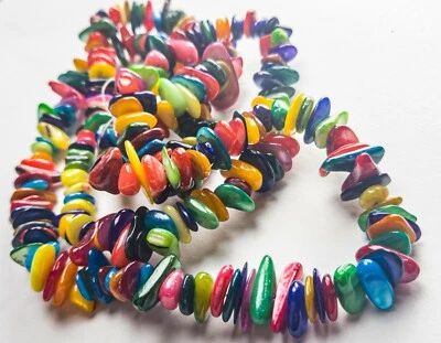 Spektakulärer Perlmuttsplitter Strang 80 cm   - bunt  XXL (35/6) - Bild 1 von 3