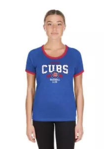 MLB Chicago Cubs Baseball Women's Heather Bi-Blend Ringer T-shirt L NWT $24.99 - Picture 1 of 9