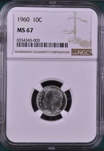 Moneda de diez centavos Roosevelt 1960 10C NGC MS67 6554345-003 - Imagen 1 de 2