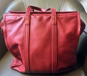 Balenciaga Size M Bazaar Shopper Leather Shoulder /Red Used Cond - Picture 1 of 4